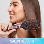 Conair Salon Results Hairbrush - Men and Women - Detangling Hair brush - ideal for curly or straight styles - features wire bristles and cushion Base - Pink/Black