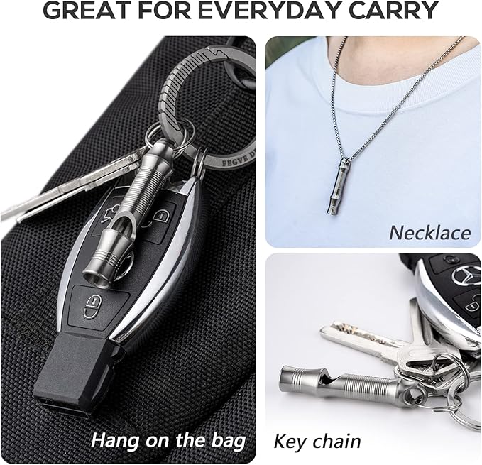 TISUR Titanium Emergency Whistle, EDC Safety Whistles Necklace Loud up to 120db - Image 7