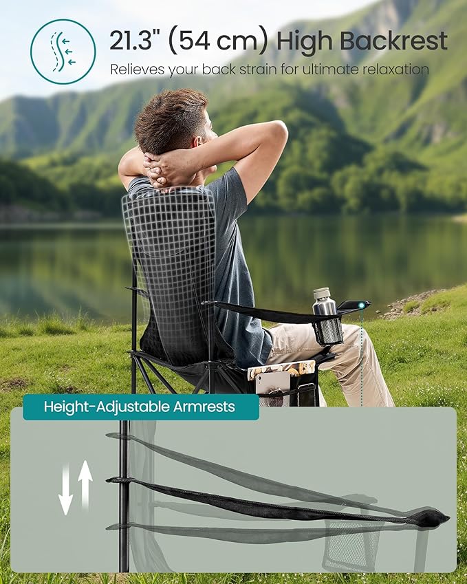 SONGMICS Breathable Camping Chairs, Foldable Outdoor Chairs Set of 2, High Back - Image 5