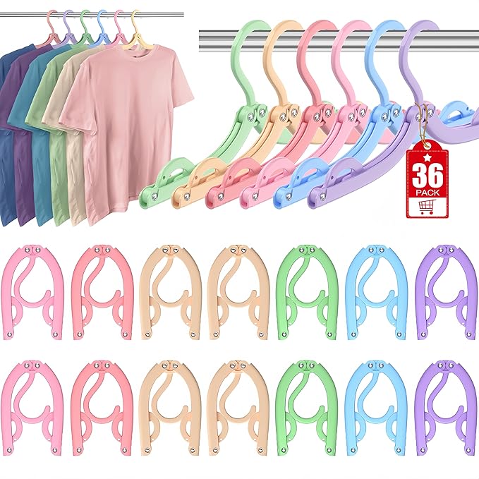 36 Pcs Travel Hangers Portable Foldable Travel Hanger Organizer, Plastic Cruise by Besslly