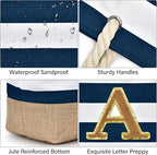 Becokan Beach Bag Initial Beach Tote - Image 2