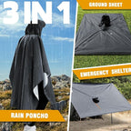 ANYOO Hooded Rain Poncho for Adults Waterproof Lightweight Rain Coat for Men - Image 6