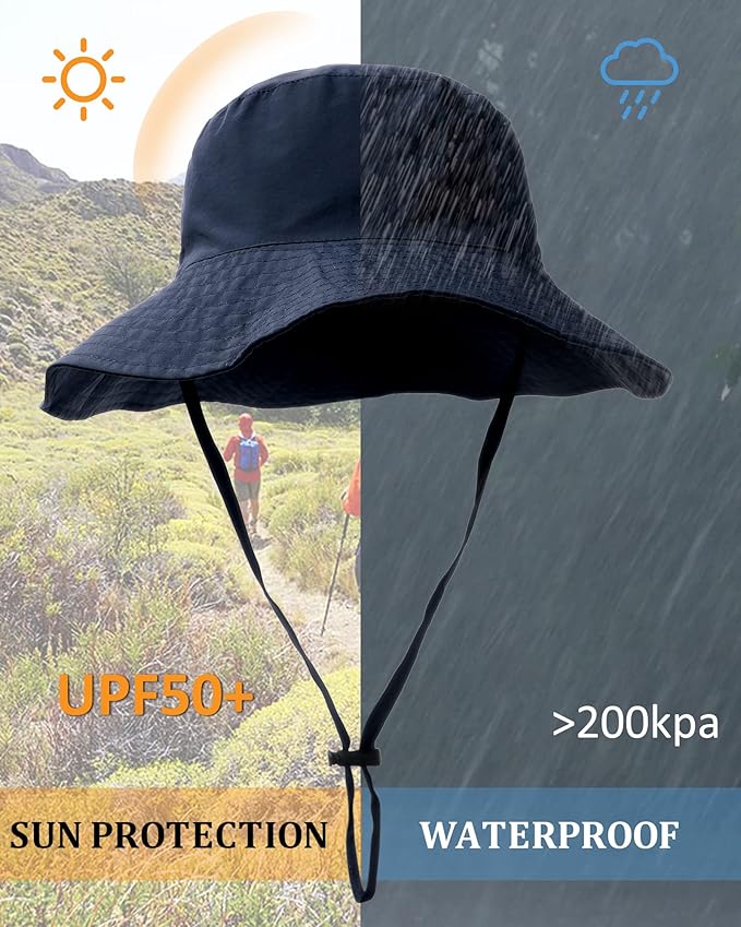Water-Resistant Sun UPF 50+ Bucket Hat Protection Packable Brimmed Boonie - Image 2