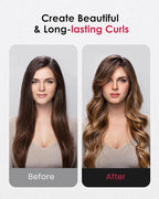 Curling Wand for Long Hair - Ceramic Tourmaline Barrel with 40000000 Negative Ions, Defined Curls and Easy to Use with Temperature Control for All Hair Types,