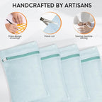 4 Piece Blue Small, Durable Organic Cotton Mesh Laundry Bag - Image 3