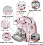 Diaper Bag Backpack for Baby Girl, Large Pink Floral Baby Diaper Bags, Baby - Image 4