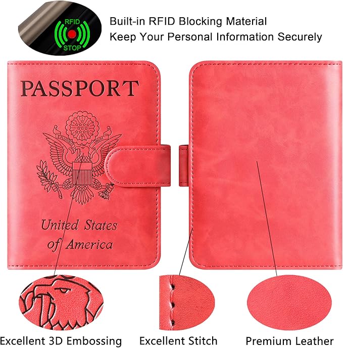 Passport Holder Cover Wallet Travel Essentials Leather Rfid Blocking Case - Image 4