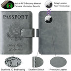 Airtag Passport Holder Cover Wallet Travel Essentials Leather Rfid Blocking - Image 3