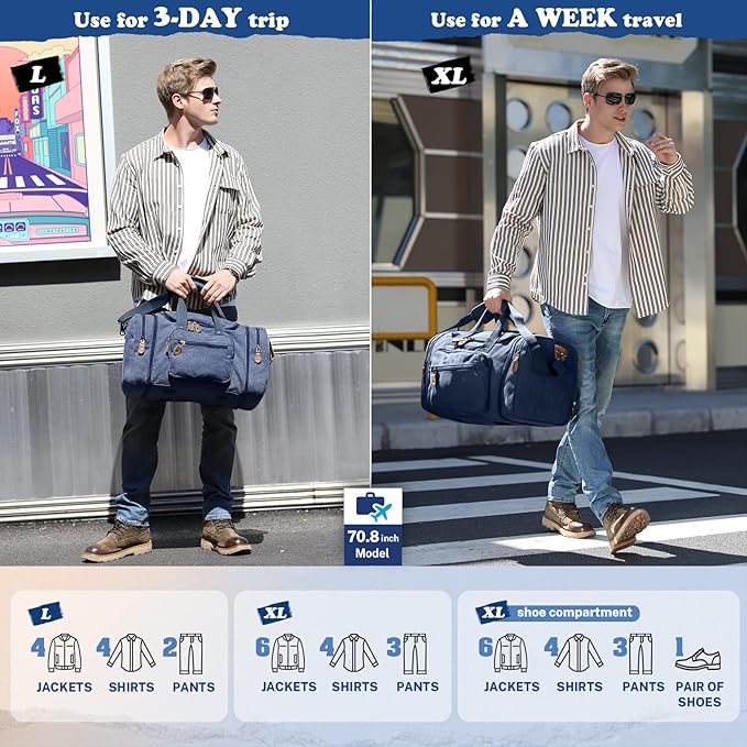 Gonex Canvas Duffle Bag for Travel 50L Expandable Duffel Weekend Overnight Bag - Image 10
