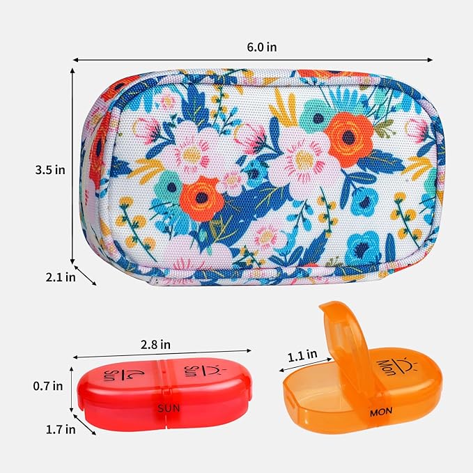 Serfeymi Weekly Travel Pill Organizer 2 Times A Day AM PM Upgraded Rainbow Pill - Image 2