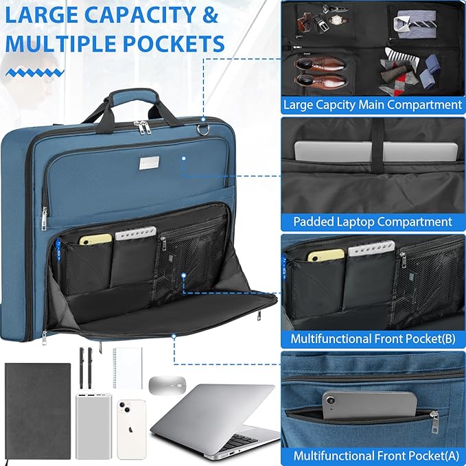 AKOZLIN Travel Luggage Garment Bag Foldable Hanging Suit Bag - Image 5