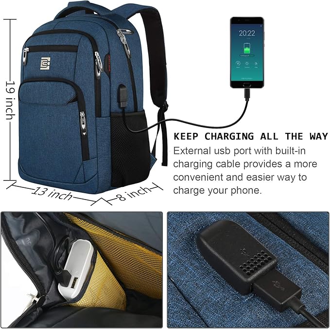 Laptop Backpack, Business Travel Anti Theft Slim Durable Laptops Backpack - Image 3