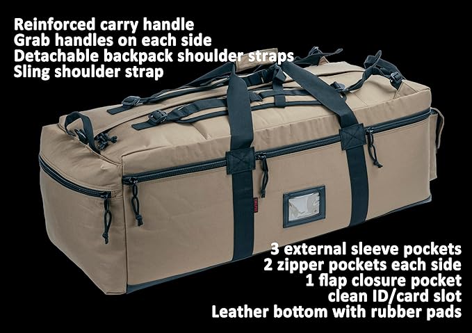 Large Military Duffle Bag Tactical Gear Load Out Bag Deployment Cargo Bag - Image 3