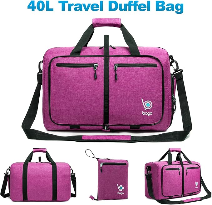 Bago Foldable Duffel Bags for Traveling Women & Men - 40L Sports Packable - Image 4
