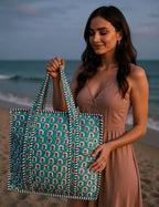 Cotton Quilted Tote Bag for Women – Large Beach & Travel Tote - Image 7