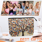 Cosmetic Bags Travel Makeup Toilet Case Waterproof Pouch for Women Girls 6.7X9.45inches - Another Version of Colorful Leaf - Tree Artwork