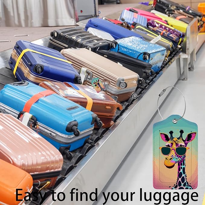 Funny Gunglasses Giraffe Luggage Tag Personalized Luggage Tags - Image 5