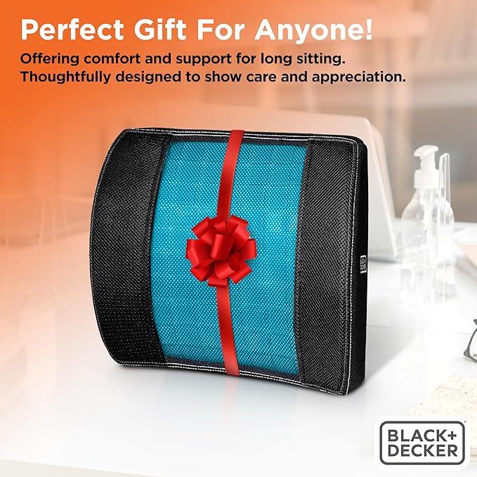BLACK+DECKER Cooling Gel Lumbar Memory Foam Cushion – Ergonomic Back Support - Image 8