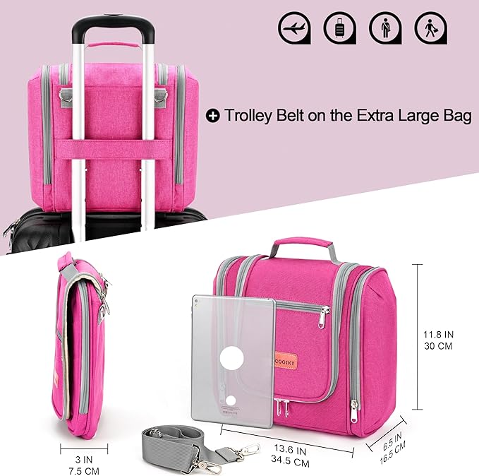 Extra Large Toiletry Bag for Women and Men, 6 Organizer Compartments, Holds - Image 6