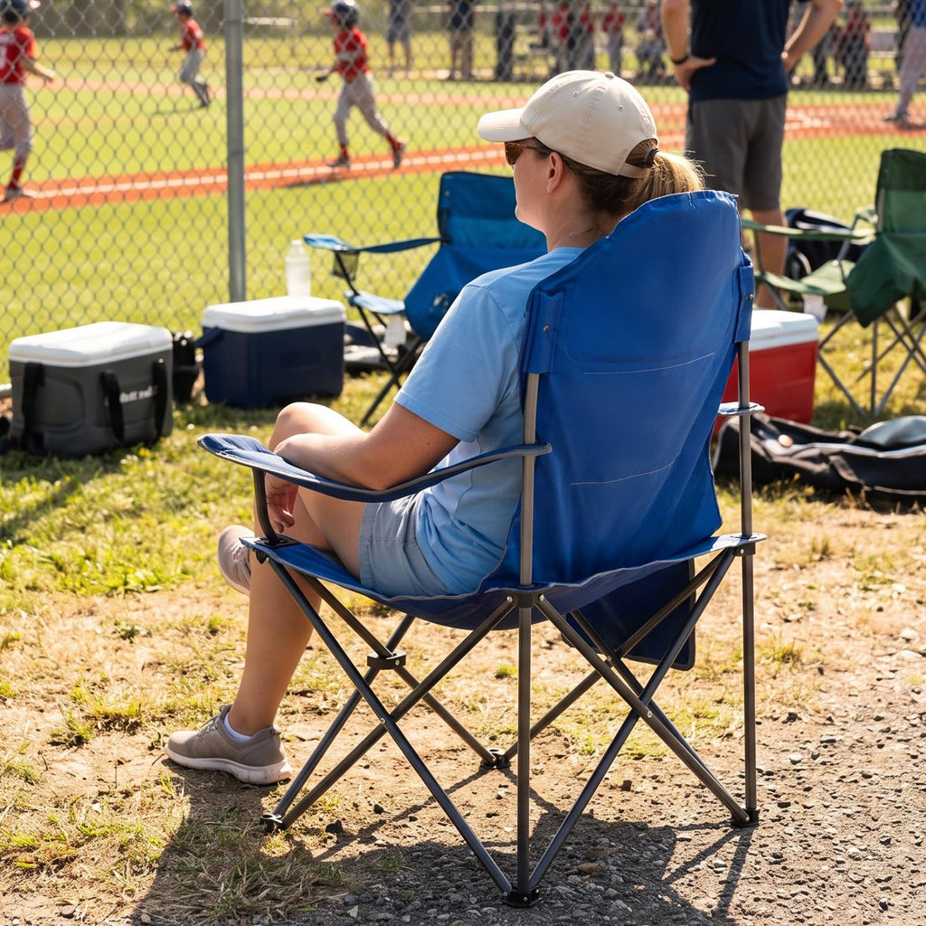 Folding Camping Chair with High Back Padded 2 Pack Oversized Portable Lawn Chairs Lightweight Sturdy Steel Foldable Outdoor Camp Chair for Adults (Grey / 2 Pack)