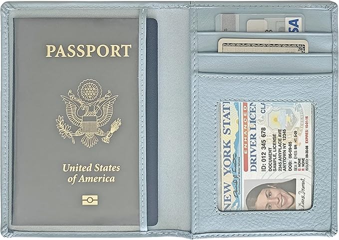 Personalized Monogrammed Chambray Leather RFID Passport Wallet - Image 5
