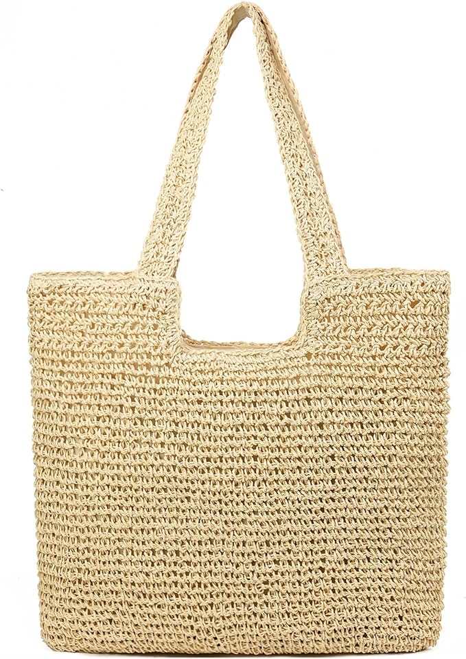 Straw Beach Bags for Women Woven Beach Tote Bag Casual Boho Large Shoulder by YAVCOOL