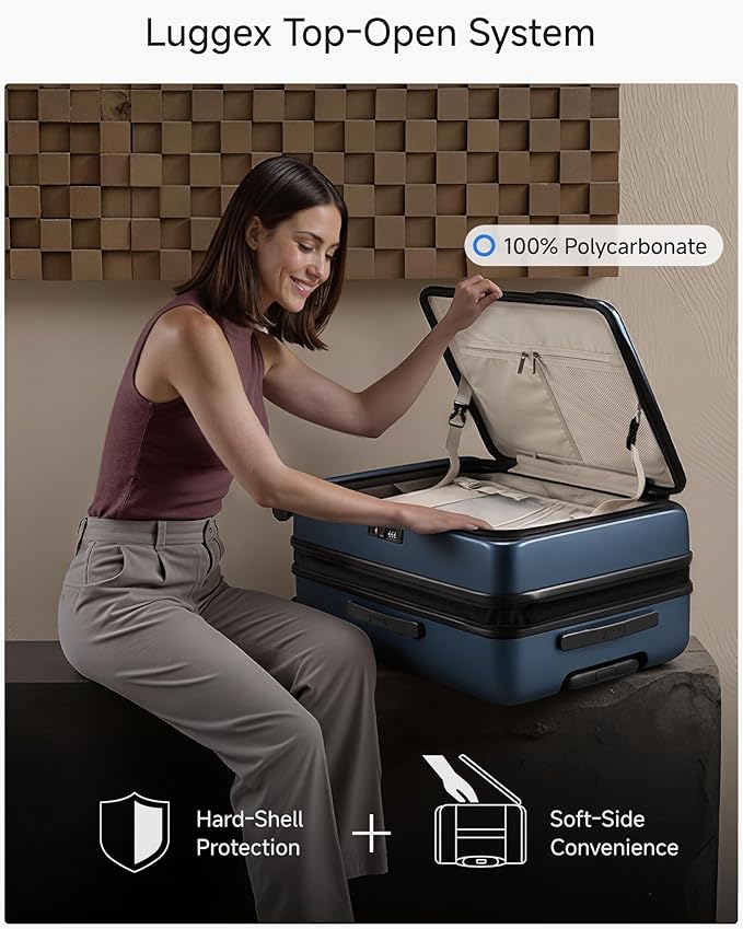 Checked Luggage Top Opening, FLT Expandable Polycarbonate Hard Shell Suitcase - Image 3