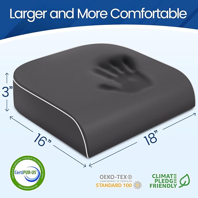 Seat Cushion for Tailbone Pain Relief, Office Chair Cushion, Memory Foam Large - Image 2