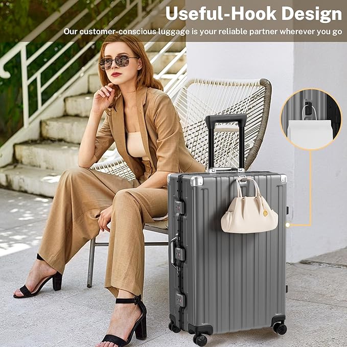 Krute Luggage Set 2 Pieces 20 28 Inch Aluminum Frame Carry on Luggages TSA Lock - Image 4