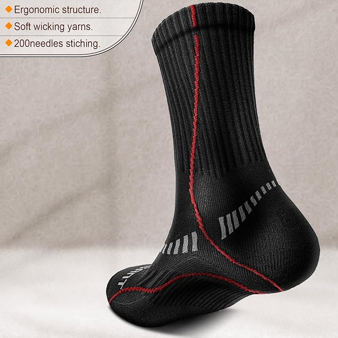BULLIANT Compression Socks for Men 6Pairs, Athletic Crew Socks Cushioned For - Image 2