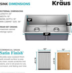 KRAUS Kore 33-Inch Undermount Workstation 16 Gauge Double Bowl Stainless Steel - Image 4