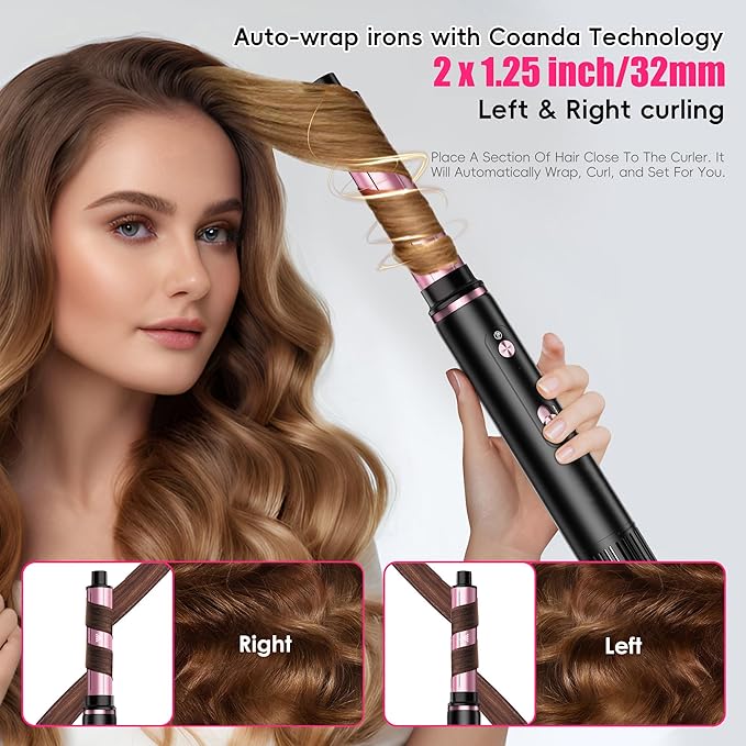 SKIMI 110,000 RPM Brushless Motor Hair Dryer Brush - 5 Muti-Styler for Fast Drying, Curling, Volumizing & Straightening | High-Speed Hot Air Brush for All Hair Types (Black & Blush Red)