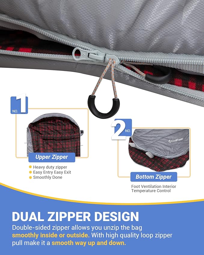 KingCamp Sleeping Bag for Adults, Cold Weather & Warm Extra Wide Big & Tall XL - Image 4