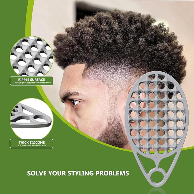 KOUPA Magic Silicone Curly Hair Brush, One Piece Twist Curl Comb for Afro Curls, Washable Hair Tool for Men Women, Grey, 1 Piece