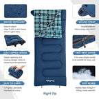 KingCamp Sleeping Bag for Adults, Cold Weather & Warm XL Big and Tall Flannel - Image 3