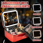 Makeup Travel Train Case with Mirror LED Light 3 Adjustable Brightness Large - Image 4