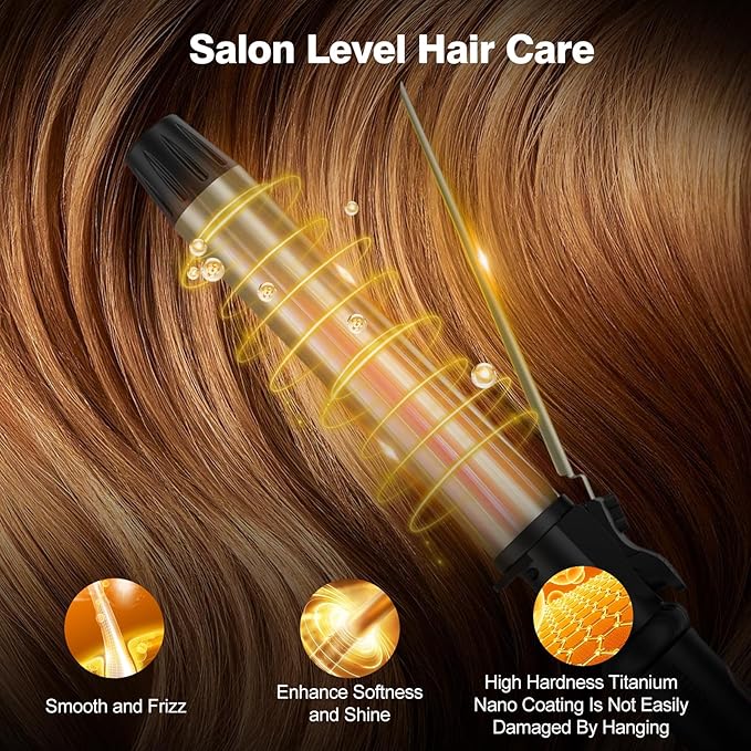 Curling Iron - Professional Manual Salon Rotating 1 1/4 Inch Hair Curler, Multi-Level Temperature Adjustment Crimper Hair Tool,Styling Tool for Long & Short Hair (Black, 1 1/4 inch)