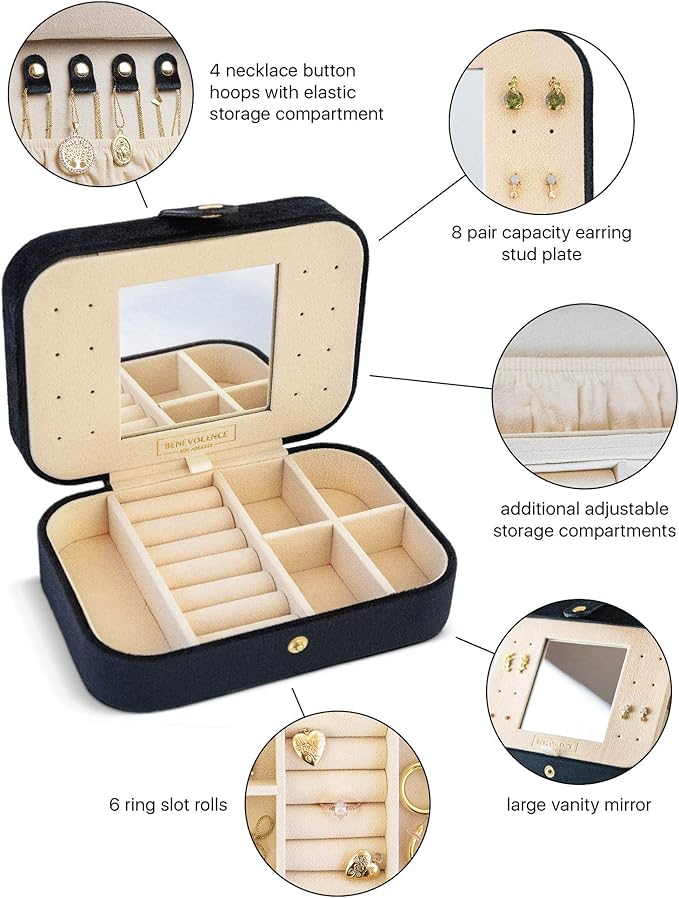 Benevolence LA Plush Velvet Travel Jewelry Storage Box | Earring Organizer - Image 3