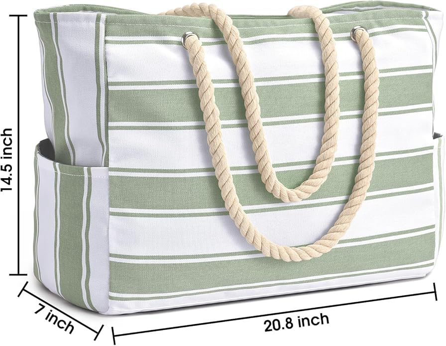 Becokan Beach Bags for Women Large Waterproof Beach Tote Bag Zipper Beach Bags - Image 4