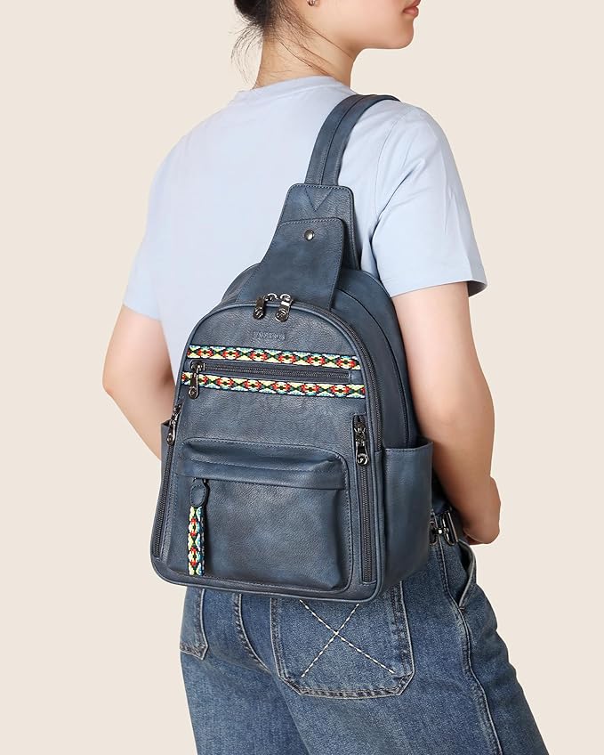 FADEON Large Sling Bag for Women, Leather Crossbody Purse Designer Anti Theft - Image 3