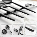 Matte Black Silverware Set for 4, IBIILII JEFF 20 Pieces Stainless Steel - Image 4