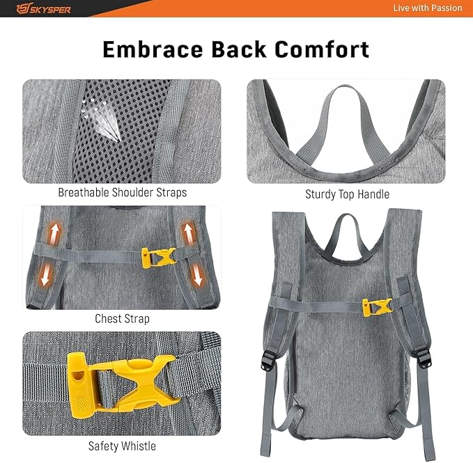 SKYSPER 15L/20L Foldable Hiking Backpack Lightweight Packable Travel Daypack - Image 4