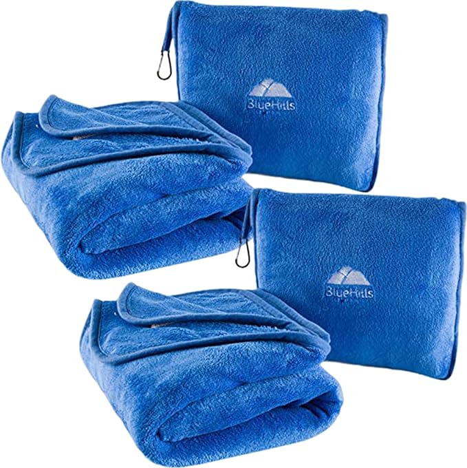 BlueHills 2-Pack Premium Soft Travel Blanket Pillow Airplane Blanket in Soft by BlueHills