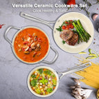 Pots and Pans Set, 7 Piece Nonstick Ceramic Cookware Set, Kitchen Induction - Image 6