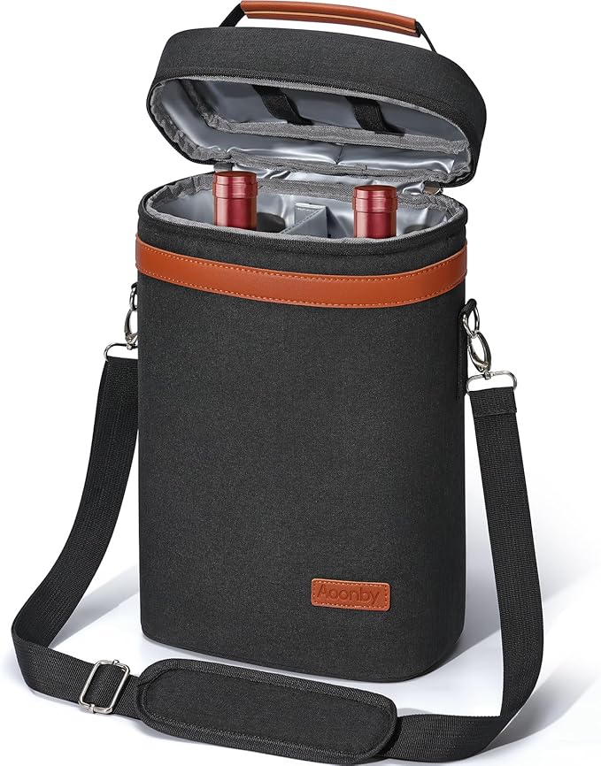 2 Bottle Wine Bag Wine Cooler Carrier Wine Gift Tote Bag, Leakproof & Insulated by Aoonby