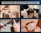 Ruvanti Hair Cutting Scissors - Professional Barber Shears For Salon & Home Use, Sharp Durable Stainless Steel Blades, Comfortable Grip Handles, Includes Case - Tijeras De Peluquería Profesional