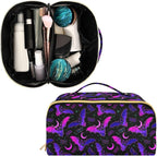 Makeup Organizer Bag, Purple Bat Gothic Travel Makeup Bags Makeup Vanity Case Large Capacity Rhombus Cosmetic Toiletry Bag for Girl Women Ladies