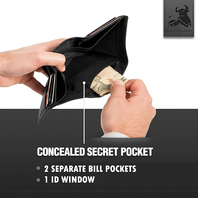 BULL GUARD Mens RFID Wallet, ID and Secret Pocket, Trifold - Image 8