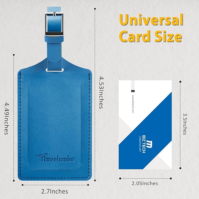 8 Pack Leather Luggage Travel Bag Tags by Travelambo - Image 2