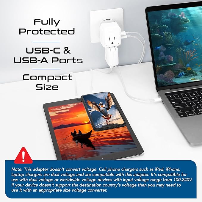 Ceptics Israel, Jordan Power Plug Adapter Travel, 20W PD & QC, Safe Dual USB & - Image 3